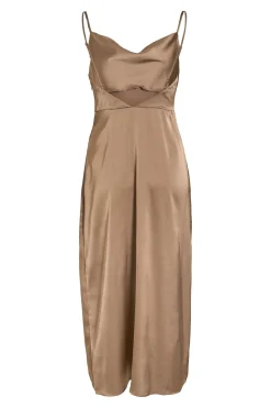 Vila Vestido midi satinado Marr&oacute;n Sale