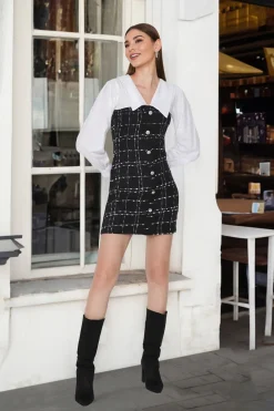 Trendyol Vestido mini cuello camisero negro Best