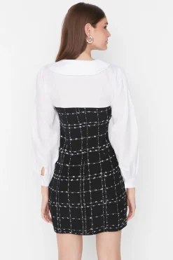 Trendyol Vestido mini cuello camisero negro Best