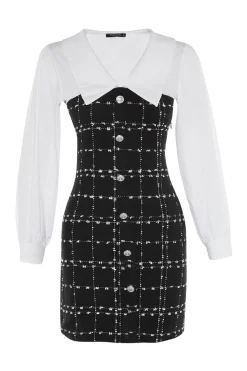 Trendyol Vestido mini cuello camisero negro Best