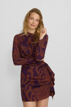 Silbon Vestido mini drapeado estampado Multicolor New