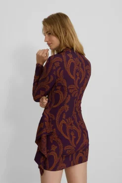 Silbon Vestido mini drapeado estampado Multicolor New