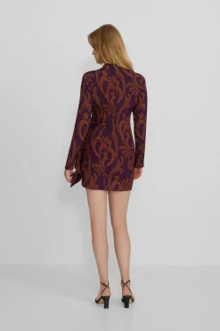 Silbon Vestido mini drapeado estampado Multicolor New