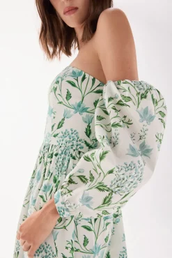 TFP by Tamara Falcó Vestido palabra de honor estampado Turquesa