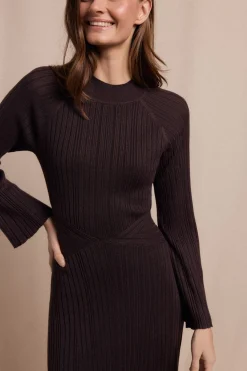 Slowlove Vestido Perkins canalé Marr&oacute;n oscuro Clearance