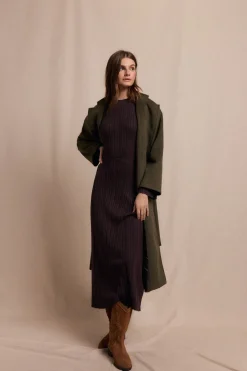 Slowlove Vestido Perkins canalé Marr&oacute;n oscuro Clearance