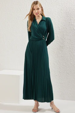 Trendyol Vestido plisado verde Sale