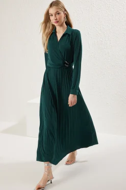 Trendyol Vestido plisado verde Sale
