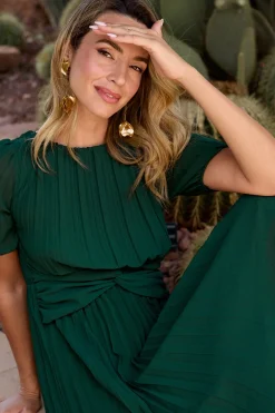 Polín Et Moi Vestido plisado Eulalia Verde oscuro Online