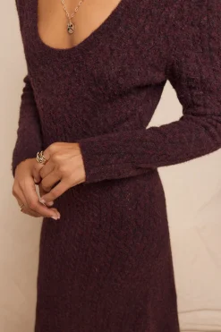 Slowlove Vestido punto aranés Granate Clearance