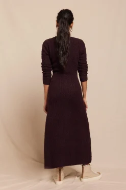 Slowlove Vestido punto aranés Granate Clearance