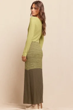 Slowlove Vestido punto canalé degradado Verde Sale