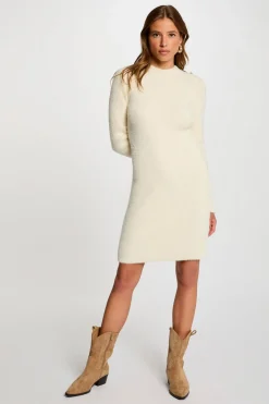 Morgan Vestido punto corto ajustado Marfil Sale