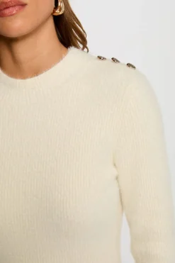 Morgan Vestido punto corto ajustado Marfil Sale