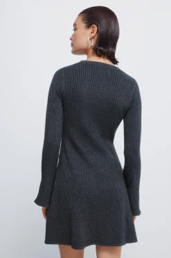 Springfield Vestido punto corto canalé gris Online