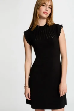 Morgan Vestido punto corto evasé Negro New