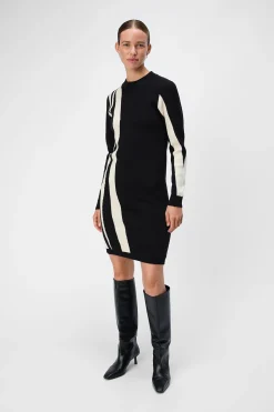 Object Vestido punto estampado Negro Outlet