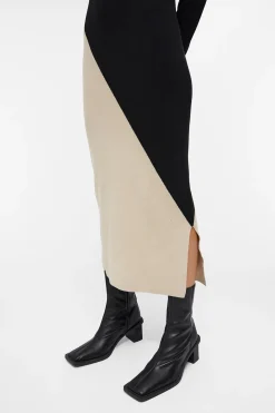 Object Vestido punto largo bicolor Negro Clearance