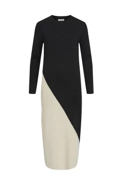 Object Vestido punto largo bicolor Negro Clearance