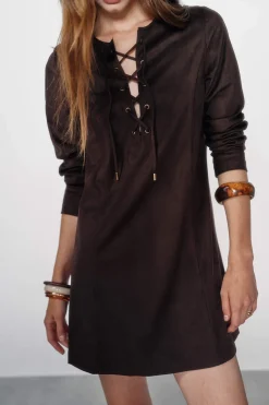 High Spirits Vestido Ribbon marr&oacute;n Discount