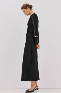 Cortefiel Vestido satinado nudo Negro Best