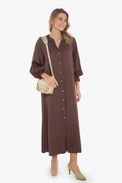 Cuplé Vestido satén Marr&oacute;n oscuro Hot