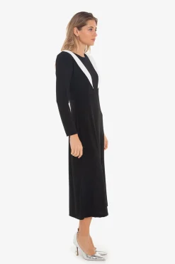 Cuplé Vestido solapas en hombros Negro Discount