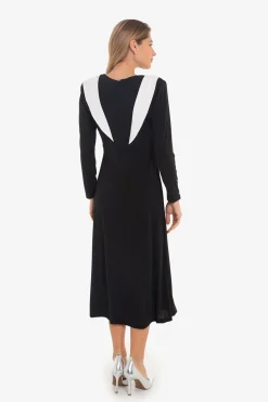Cuplé Vestido solapas en hombros Negro Discount