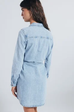 Springfield Vestido vaquero camisero tachas azul Discount