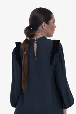 Cuplé Vestido volantes Gris Discount