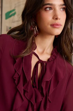 Polín Et Moi Vestido volantes Vivi Granate Outlet