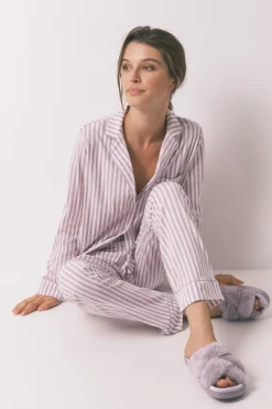 Women'secret Zapatilla abierta casa pelo lila morado/lila Outlet