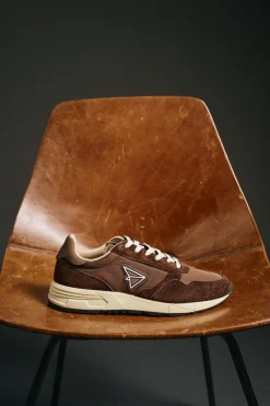 OOTO Zapatilla piel y tejido Marr&oacute;n oscuro Clearance