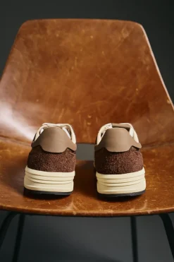 OOTO Zapatilla piel y tejido Marr&oacute;n oscuro Clearance