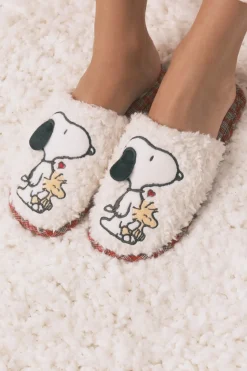 Women'secret Zapatillas casa borreguito cuadros Snoopy estampado