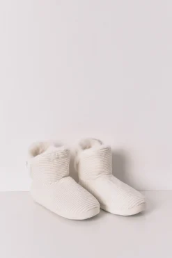 Women'secret Zapatillas casa bota canalé blanco lurex marfil Sale