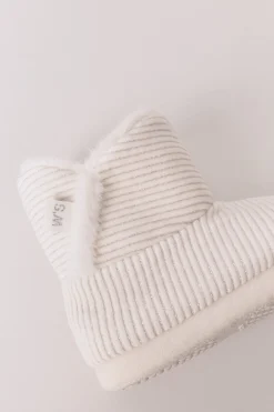 Women'secret Zapatillas casa bota canalé blanco lurex marfil Sale