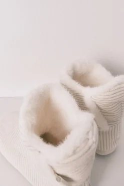 Women'secret Zapatillas casa bota canalé blanco lurex marfil Sale