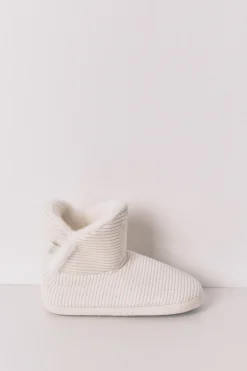 Women'secret Zapatillas casa bota canalé blanco lurex marfil Sale