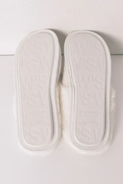 Women'secret Zapatillas casa canalé pelo blanco lurex marfil