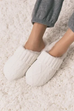 Women'secret Zapatillas casa punto tricot blanco marfil New