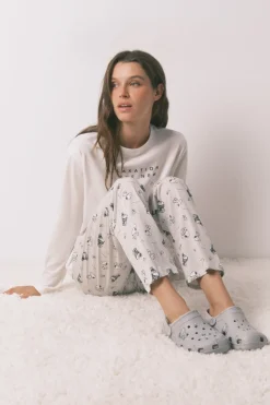 Women'secret Zapatillas casa zueco borrego Snoopy gris