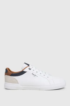 Pepe Jeans Zapatillas Clásicas Con Detalles En Ante blanco Clearance