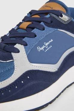 Pepe Jeans Zapatillas Con Detalles En Ante azul Outlet