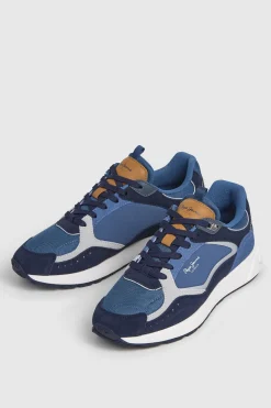 Pepe Jeans Zapatillas Con Detalles En Ante azul Outlet