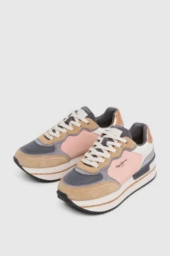 Pepe Jeans Zapatillas de ante y glitter nude Best