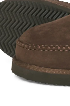 Jack & Jones Zapatillas de casa mule con borrego marr&oacute;n New