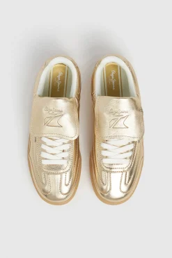 Pepe Jeans Zapatillas De Piel Metalizadas amarillo Discount