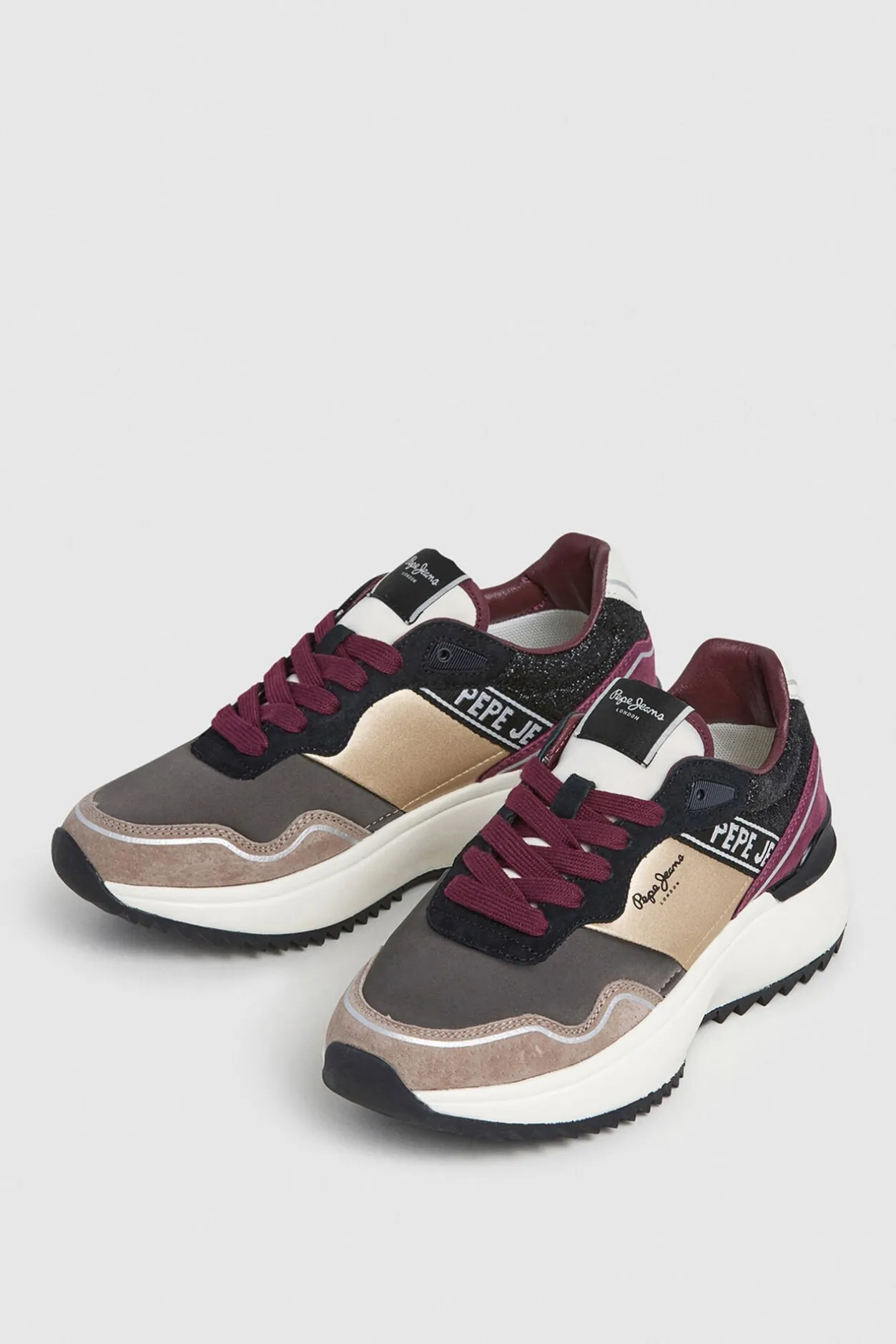 Pepe Jeans Zapatillas detalle brillos nude New