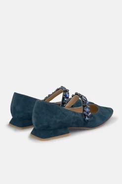 Alma en Pena Zapato plano con tira de pedreria Azul marino New